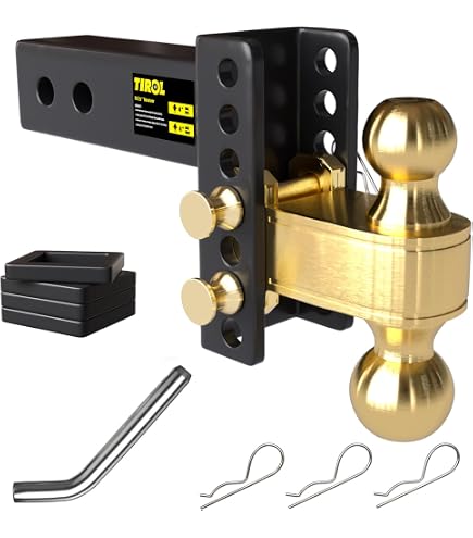 TOPTOW Trailer Hitch Triple Ball Mount With Hook - Fits 2-Inch Receiver, 1-7/8", 2", 2-5/16" Balls Included (Chrome)
