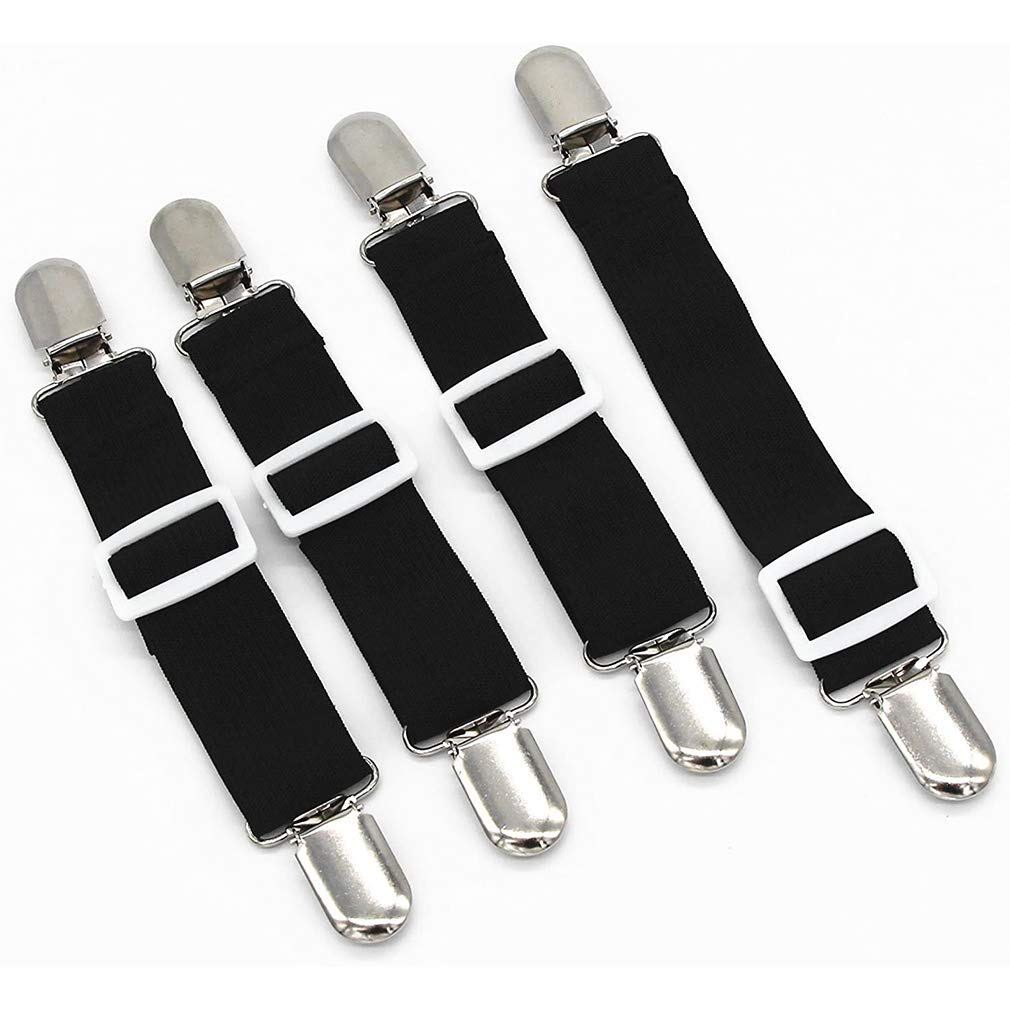 4 Pcs - Bed Sheet Fasteners Suspenders Elastic Bed Sheet Straps for Mattress Covers Sofa Tablecloth Boots Leg Straps Clips