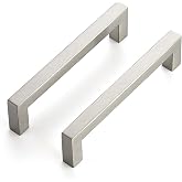 JOY DECOR Brushed Nickel Pulls Square Cabinet Handles 5 Inch 8 Pack | Cabinet Hardware Pulls, Stainless Steel Design, 128mm Hole Centers, Square Bar Grip, For Dressers, Drawers, Cupboards