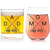 Mom Dad Gifts Set, New Parents Gifts for Couples, Dad Mom Cups - Gift for Parents To Be, Pregnancy Gift for Expecting New Moms Dads off Duty Glass Cup