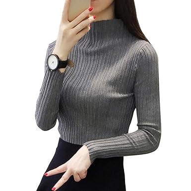 Amazon ノーブランド品 トップス ニット リブ リブニット タートル