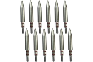 WDFHUDJ 100/125/150/175/200 Grains Stainless Steel Archery Field Points, Arrow Target Field Points in Archery Field Tips and Broadheads 1 Dozen 12 PCS