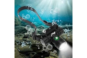 WINDFIRE Scuba Diving Headlamp, Rechargeable Dive Light, IPX8 Waterproof Underwater Headlight with 3 Modes & Power Indicator, High Lumen, Long Runtime, Diving Torch for Snorkeling, Cave Exploration