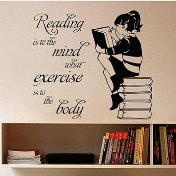 Amazon Com Wall Stickers Murals Girl Reading Book Vinyl