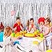 3 Pack Metallic Tinsel Curtains, 3.28 x 8.2Ft Foil Fringe Shimmer Curtain Door Window Decoration for Birthday Wedding Party (Silver)