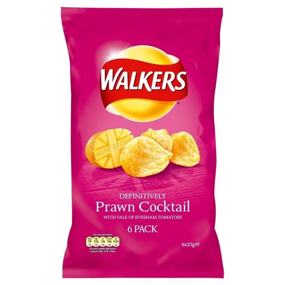 Walkers Crisps 6 Pack (Pickled Onion) Corn Chips And