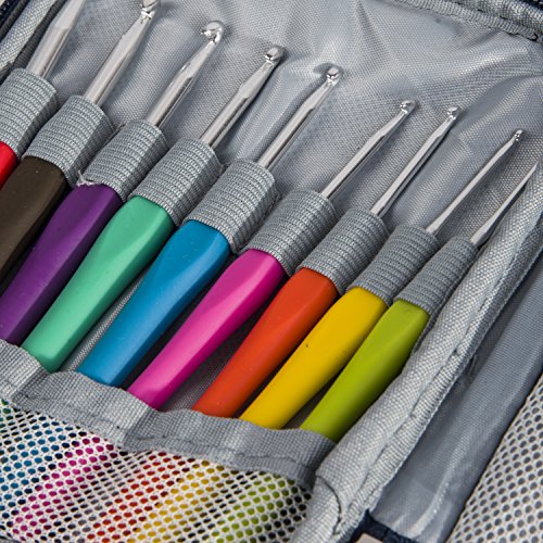 Crochet Hook Case, Organizer Zipper Bag with Web Pockets for Various Crochet Needles and Knitting Accessories