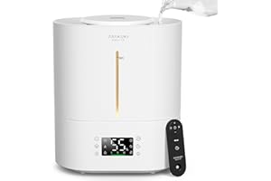 ASAKUKI Humidifiers for Bedroom Large Room, 4L Top Fill Cool Mist Humidifiers for Baby Nursery & Plants, Adjustable Humidity Control, Smart Auto Mode, Essential Oil Tray, Quiet Sleep Mode with Cleaner