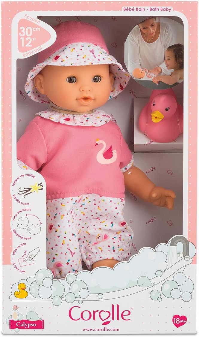 Amazon Com Corolle Bebe Bath Calypso Mon Premier Poupon 12 Baby Doll And Rubber Duck Toy For Water Play Toys Games