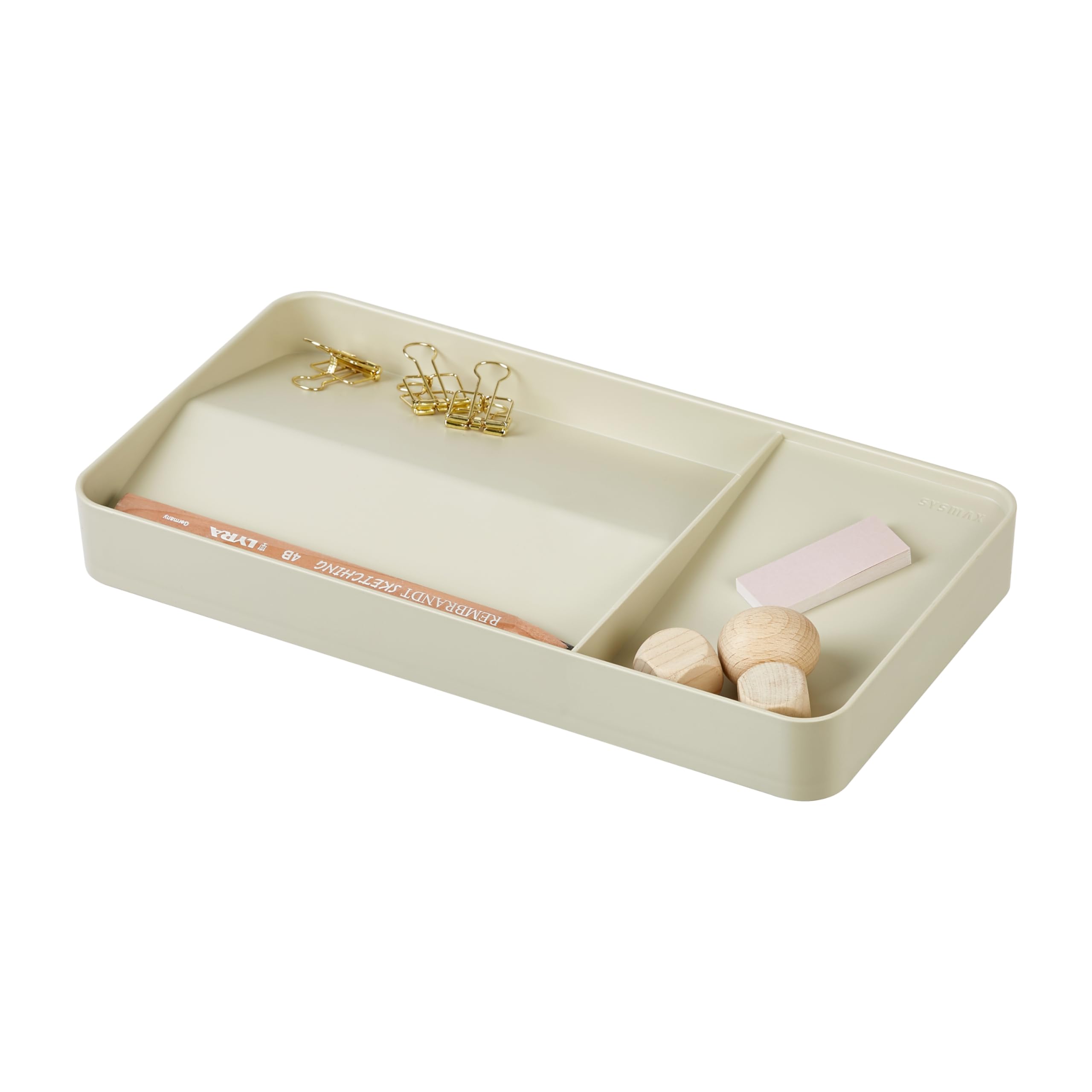 BLUE GINKGO Desk Tray – Korean-Made Organizer for Notes, Pens, Pencils, and Accessories (Double-sided, Beige)