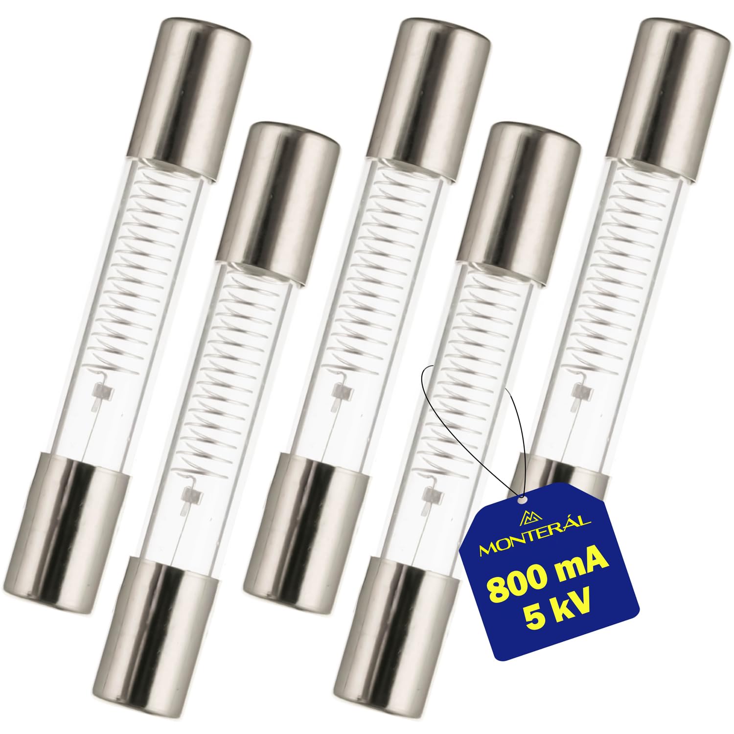 5 Pieces Crystal Fuses 800 mA 5 kV for Microwaves with the Dimension 6 x 40 mm - Warranty 10 Years – MONTERAL