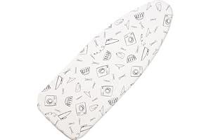 Seiritex Wide Ironing Board Cover and Pad 18 x 49 inch Heat Reflective with Hook and Loop Fasteners, Thick Padding with Elasticized Edges, 3 Layers Iron Board Cover (White)