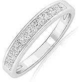 Houston Diamond District 0.5 to 4 Carat LAB GROWN Princess Cut Channel Set Women's Diamond Wedding Band Ring (E-F Color VS1-VS2 Clarity)