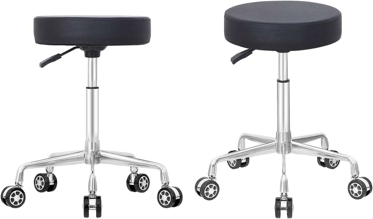 Coolu Rolling Stool Swivel Chair Adjustable Height Hydraulic Stool with Wheels for Office Bar Salon Massage Work and Kitchen: Kitchen & Dining