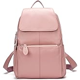 15 Colors Real Soft 100% Genuine Leather Women Backpack Fashion Ladies Travel Bag Preppy Style For Woman (Purple Pink)