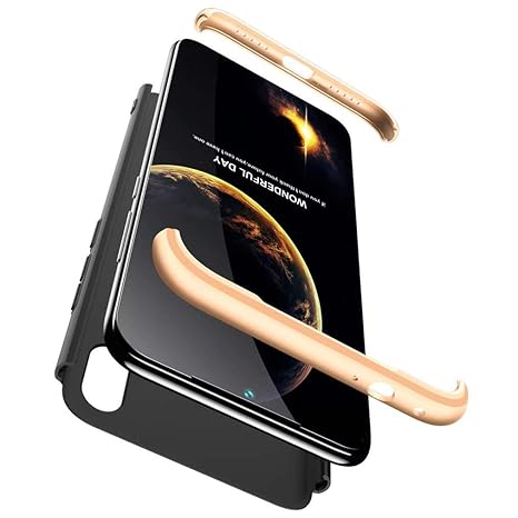 Qsdd Ersatz für Xiaomi Redmi Note 7 360°Schutz 3 in 1 Gehäuse + 1 * Hartglas-Displayschutzfolie TPU-Stoßfänger Stoßfest Kratz
