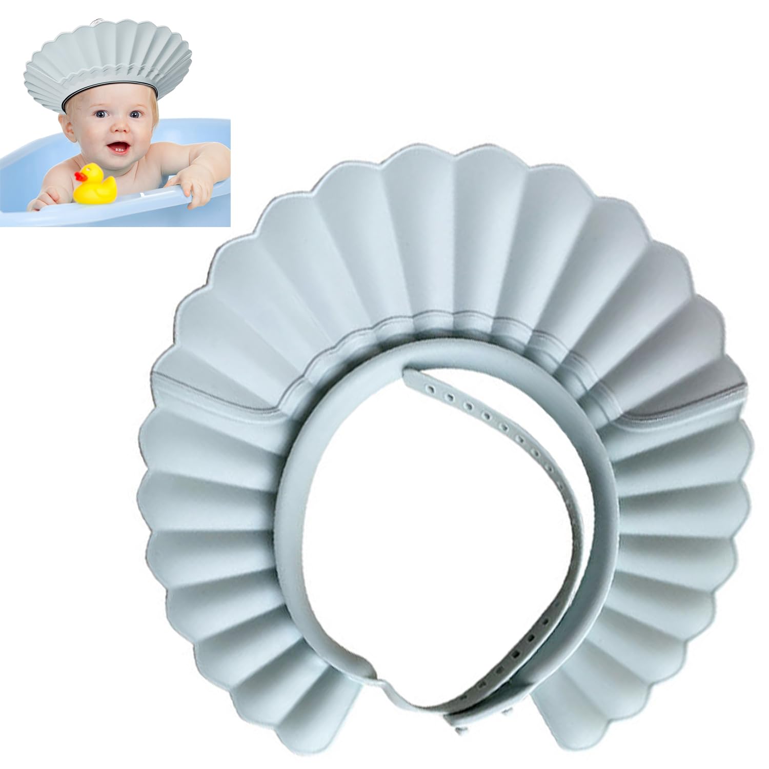 Baby Shower Cap Bathing Cap Safe Silicone Protection Bath Cap Soft Adjustable Visor Hat for Protector Head Eye Ear Shampoo Caps for Toddler,Baby, Kids,Children (Haze Blue)