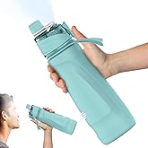 CUPYUOOU Misting Water Bottle, 24oz Insulated Water Bottle, 2-in-1 Mist & Sip Stainless Steel Water Bottles, Sports Water Bottle for Hiking, Running, Gym