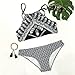 CUPSHE Fashion Women's Feather Printing Black Tank Padding Bikini Bathing Suit (L)