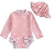 Socutebabe Baby Girl Swimsuit Baby Girls Long Sleeve One Piece Swimsuit Romper Infant Bathing Suit Baby Girl Beach Rash Guard
