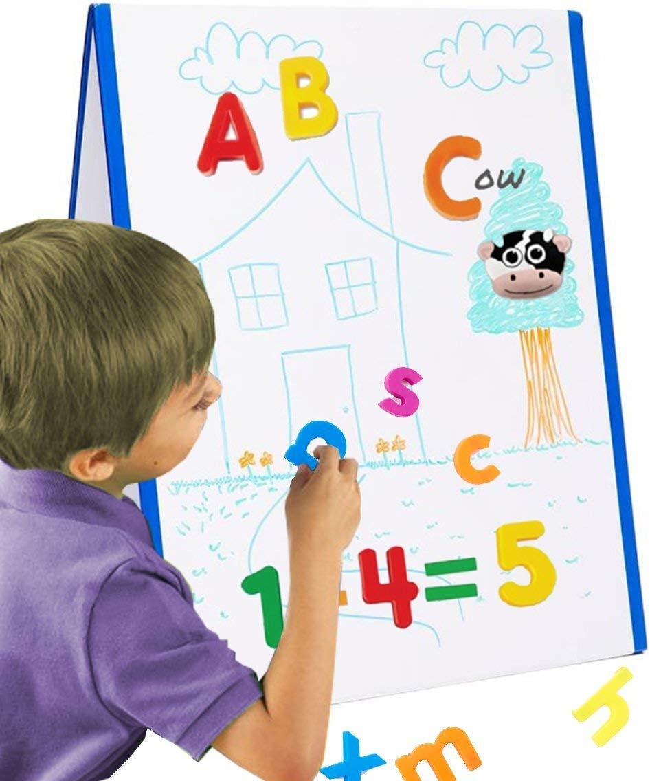 Kid’s Dry Erase Board Stand-Up Easel Whiteboard for Writing, Drawing, Fun Learning – Educational Play for Home, Preschool: Furniture & Decor