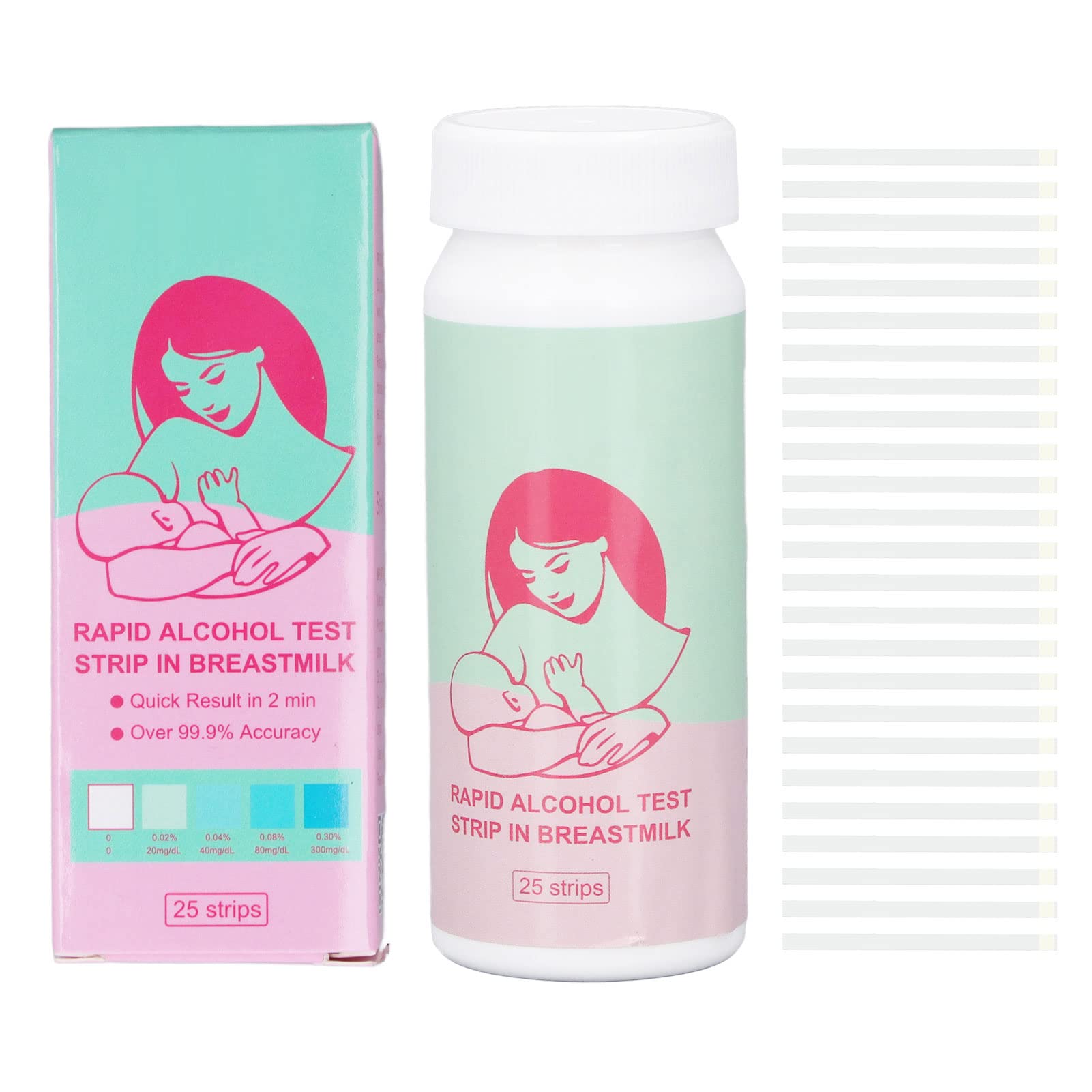 25Pcs Milkscreen Test Strips to Detect Alcohol in Breast Milk for Breastfeeding Moms at Home