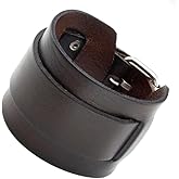 Zysta Engraving Genuine Leather Bracelet Punk Rock n Roll Unisex Women Personalized Customized Wide Wrist Belt Wrap Mens Cuff Wristband Bangle Strap Adjustable 7.2"-9" Black, Brown