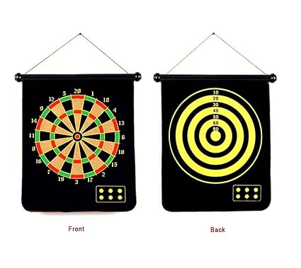 Emob 51Cm Large Double Sided Magnetic Hanging Dart Board Game with 6 Darts and Roll Up Feature 51 cm Dart Board