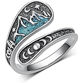 qielizhu Sun and Moon Spoon Rings 925 Sterling Silver Moon Thumb Rings for Women Vintage Turquoise Mountain Ring Adjustable