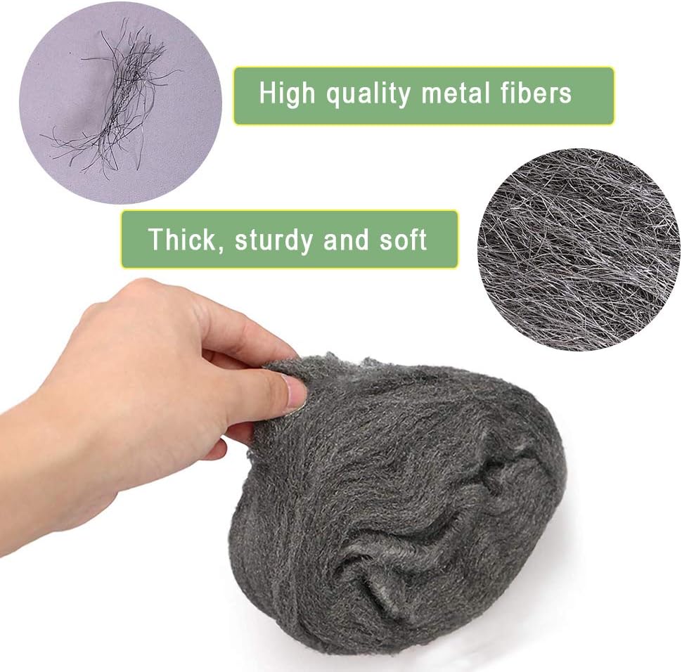 4 Pcs Steel Wool Mice, Bolatus Wire Wool 0000 Fine Steel Wool Rodent Control Stops Rats and Mice