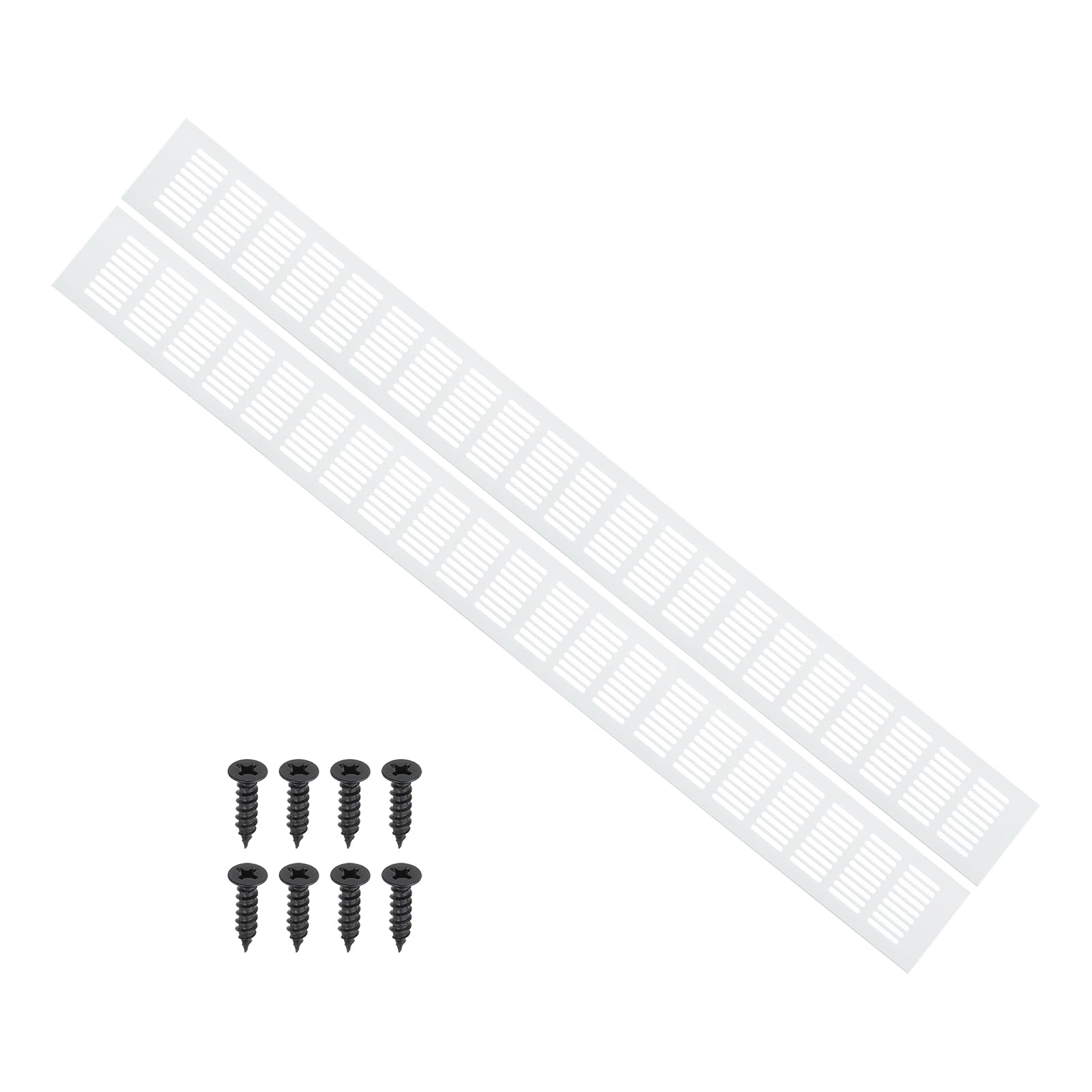 PATIKIL 31 x 3 Inch Door Air Vent Cover, 2 Pcs Heavy Duty Aluminum Grille Ventilation Cover Louvered with Mounting Screws for Cabinet Wardrobe Door, Silver — image 1