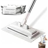 SOPAMI Disposable Snap Grip MiniMop Sweep for Wall Cleaner Pet Hair Removal | 55" Extendable Lazy Mop-2 Reusable Cleaning Pads&amp;1pcs Disposable for Tight Corners,Wall, Hardwood, Marble Floors