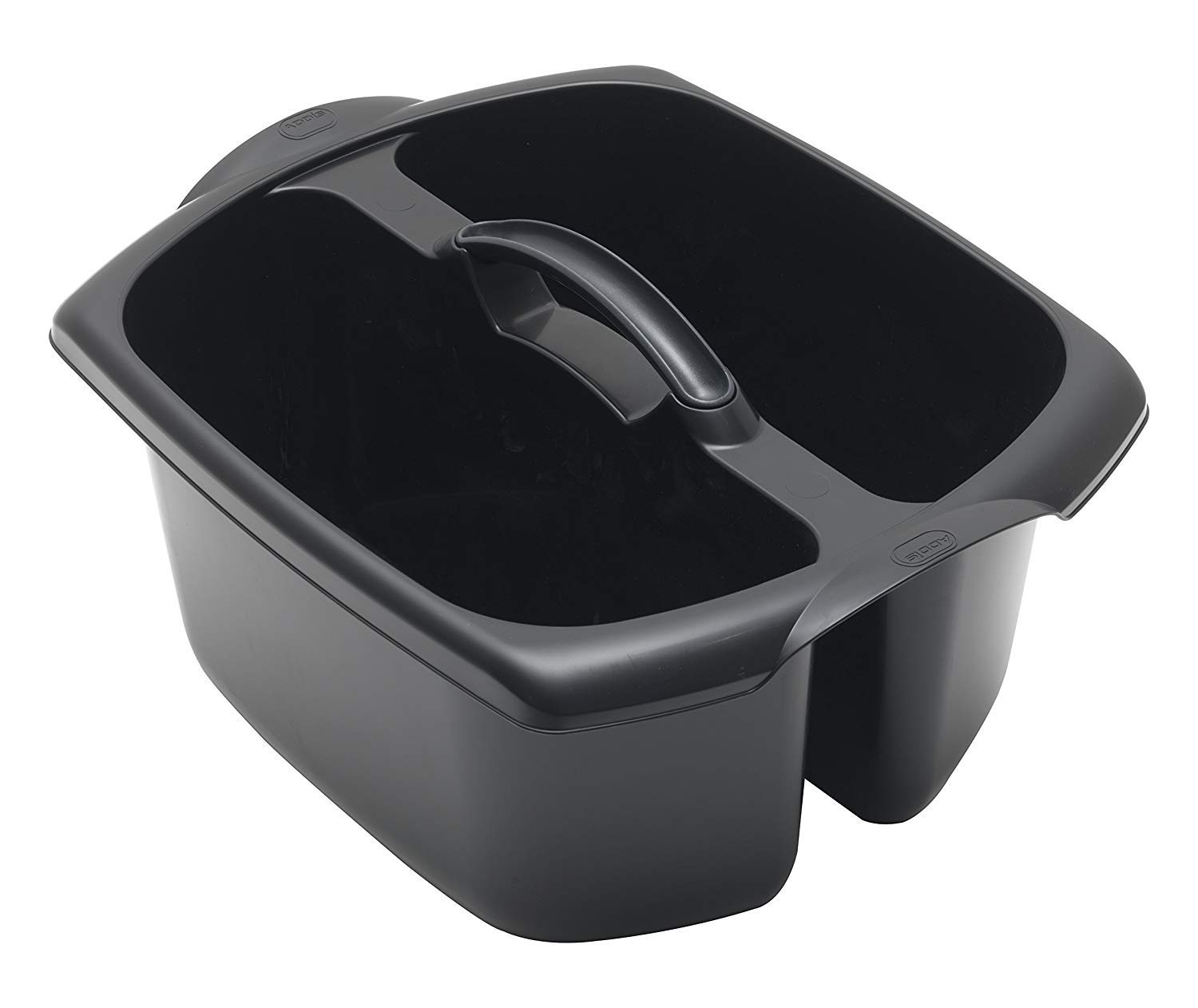 2 X Utility Cleaning Caddy with Twin Compartment and Handle, Black, 32 x 38.5 x 20 cm