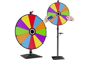 WHAUU Heavy Duty Prize Wheel, 24 Inch Dual Use Prize Wheel,Adjustable Tabletop & Floor Stand, 12 Slots,1Bracket, Dry Erase Kit - Wheel of Fortune Game for Carnival, Casino & Trade Show.