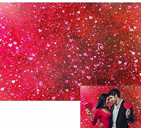 Amazon Allenjoy 7x5フィート バレンタインデー 背景幕 赤 ピンク グリッター ハート 愛 写真 背景 カップル ロマンティック 誕生日 ベビーシャワー パーティー サプライ ケーキテーブルバナー ホームデコレーション フォトブース小道具 バックペーパー 背景布 通販