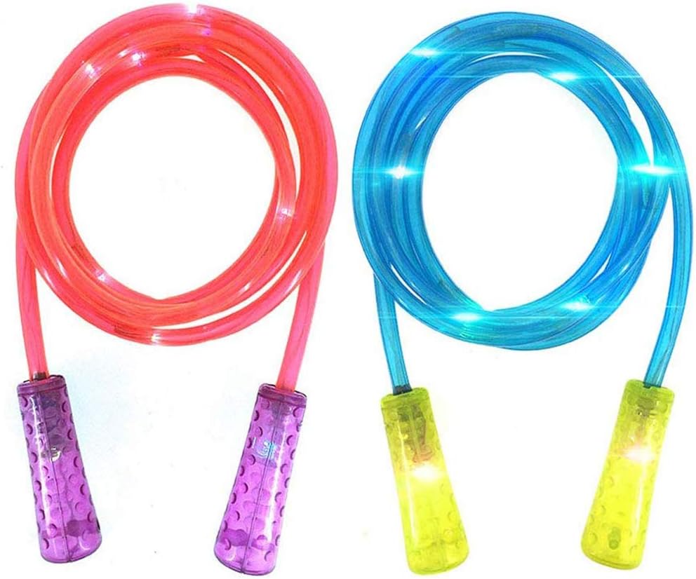 Calayu Skipping Rope 2 Pieces LED Glow Skipping Rope Unisex Speed Rope length adjustable for children and adults.