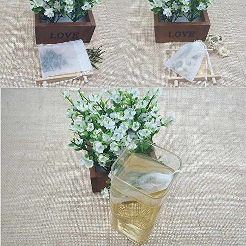 Tea Filter Bags, NUIBY Unbleached 100% Natural Empty Tea Bags for Loose Leaf Tea - Disposable Tea Infuser Bags - 1 Cup Capacity, 100 Counts with 1pc Stainless Steel Tea Spoon (2.4in 3.2in)