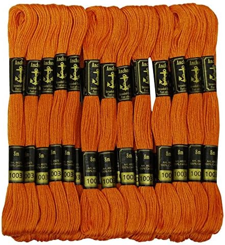 IBA Indianbeautifulart Cross Stitch Hand Embroidery Thread Stranded Cotton Craft Sewing Floss 25 Skeins-Orange