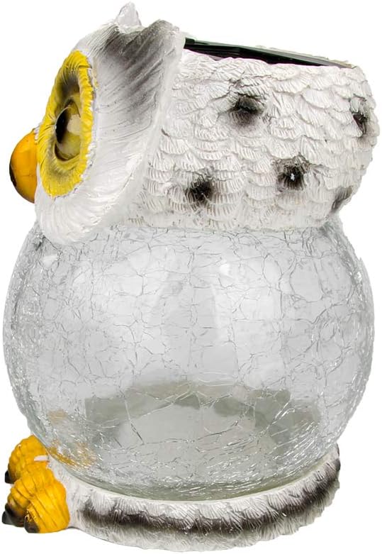 Trivol Garden Statue Owl Figurine Reinforced Resin-Glass Statue with Solar Powered LED Lights for Patio Yard Art Decor Lawn Ornaments Outdoor Decorations, 5.1 x 6.3 Inch - White : Garden & Outdoor
