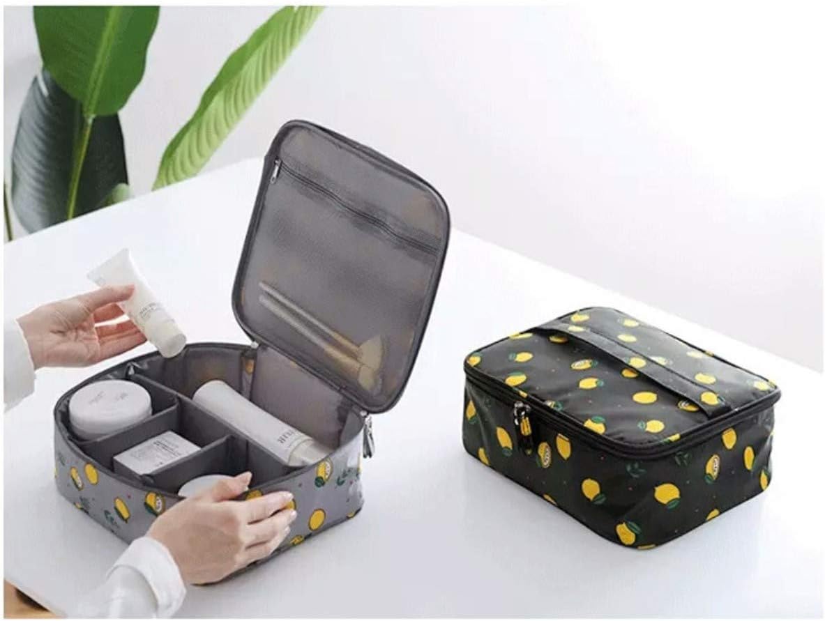 Portable Travel Makeup Cosmetic Bags Makeup Storage Toiletry Bags for Women, Makeup bag Organizer with Dividers , Large Travel Makeup Organizer for Girls Make Up Bag Brush Bags (Orange Flamingo)