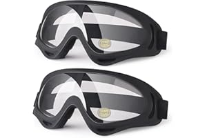 4-FQ Motorcycle Goggles Kids, 2 Pack Dirt Bike ATV Motocross Goggles Ski Goggles, Off Road Riding Goggles for Child, Anti Dust Airsoft Glasses for Men Women Youth Adult (Black+Black Frame/Clear Lens)