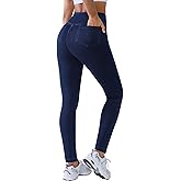 BRXL Skinny Jeans for Women Stretchy High Waisted Soft Crossover Jeggings Cute Cotton Denim Leggings with Back Pockets