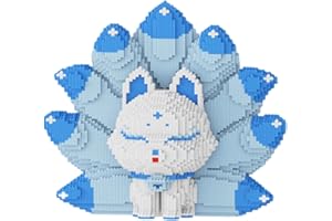JQARCH Nine Tailed Fox Animal Miniature Building Block Set, DIY mini 3D Building Block Set, 15000PCS 3D Puzzle Collection Gift for Adults，Compatible with Lego(Blue Nine Tailed Fox)