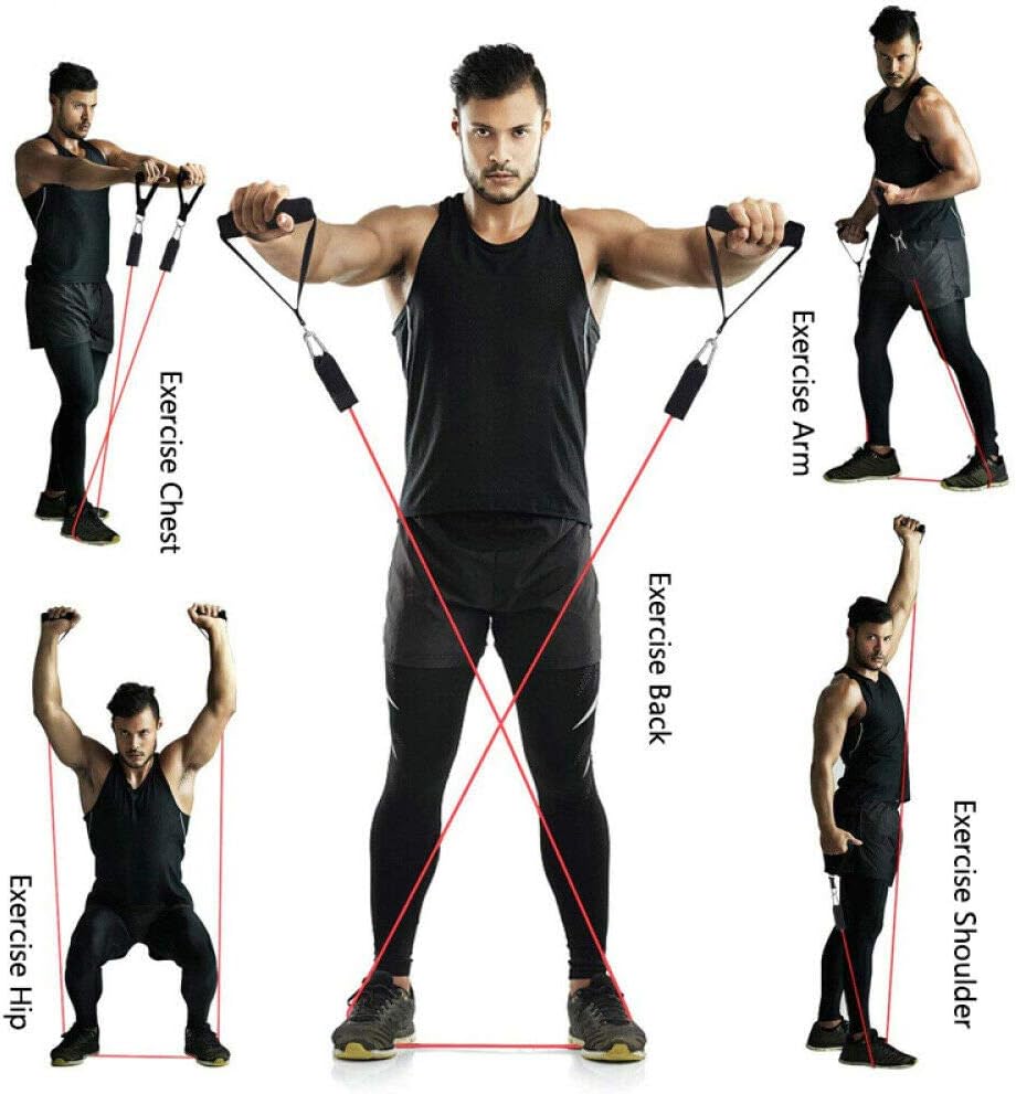 SturdyFoot 11 Piece Set Resistance Bands Workout Exercise, Pull Rope Yoga Fitness, 5 Fitness Tubes, Complete Home Gym Fitness - Image 4