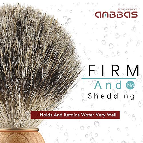 Shaving Brush, Handmade Pure Badger Hair Brush with Natural Manchurian Ash Wood Handle for Men Traditional Wet Shaving - Thumbnail 2