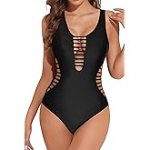 Aqua Eve Women Sexy One Piece Swimsuits Plunge Deep V Neck Cutout Bathing Suits