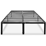 Metal Platform Bed Frame Queen Size Heavy Duty 14 Inch Beds No Box Spring Steel Slat Frames with Storage Black, AQ