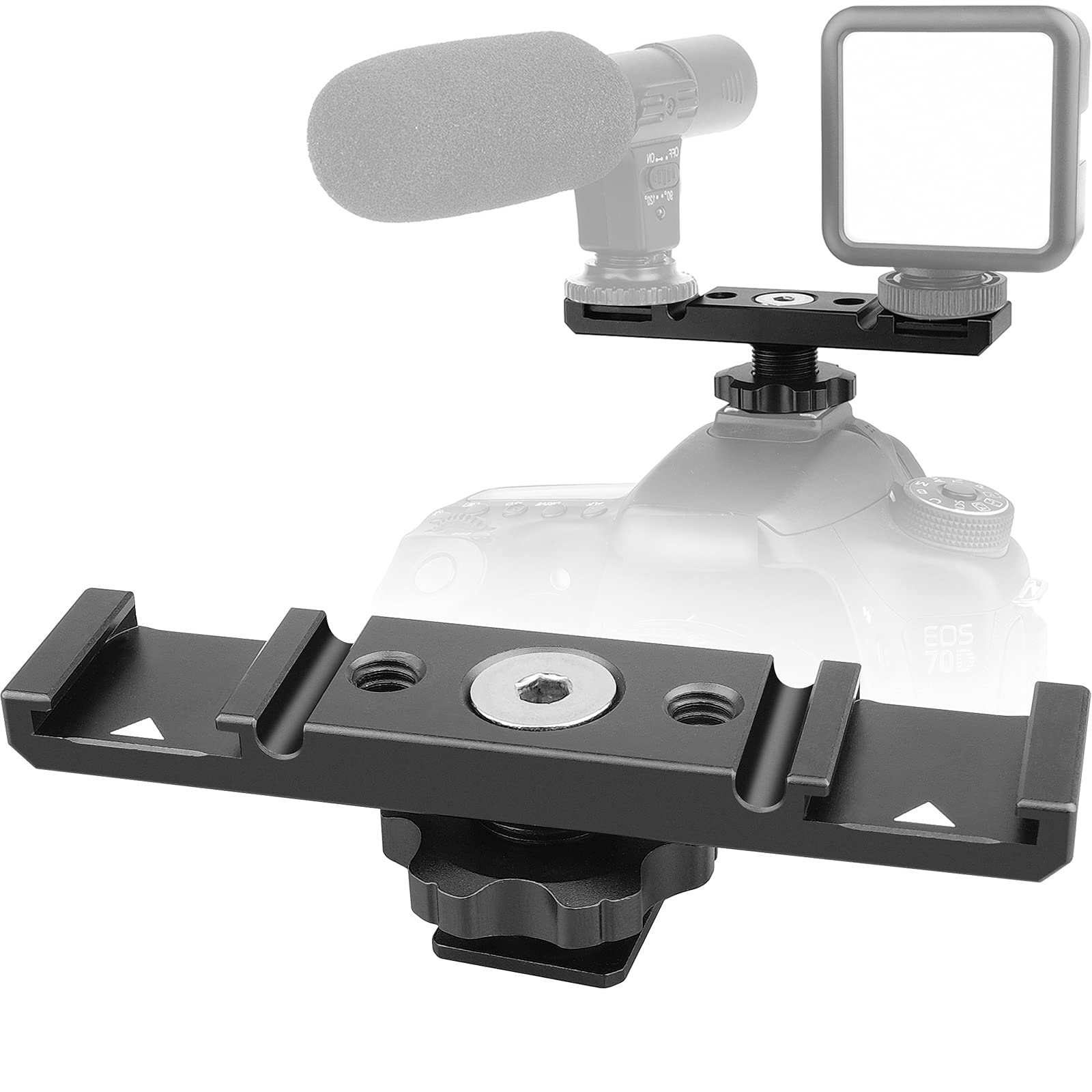 ChromLives Dual Cold & Hot Shoe Mount Adapter - Aluminium Extension Bracket for Microphone, LED Video, Monitors