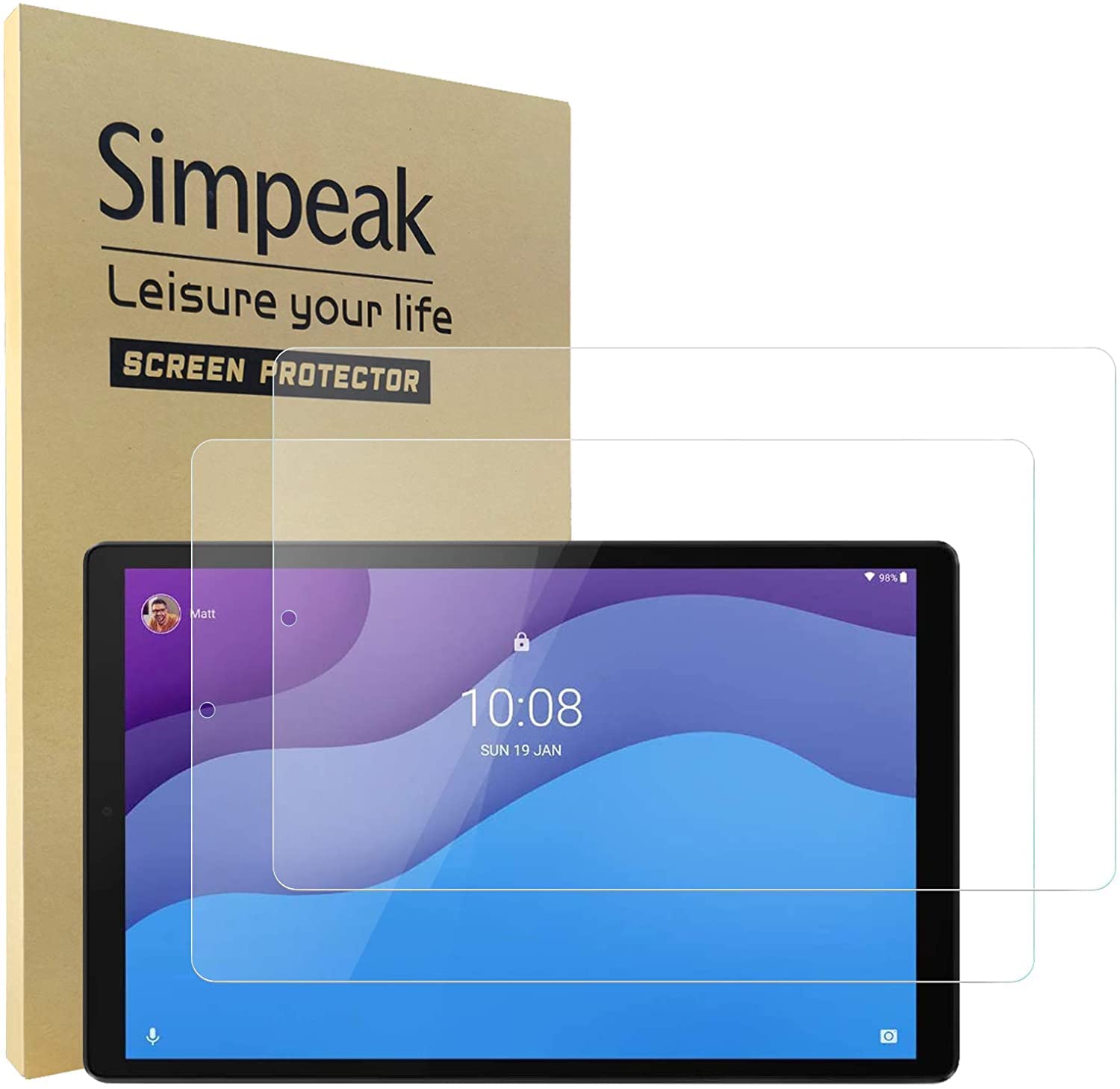 Simpeak 2-Piece Tempered Glass Screen Protector Compatible with Lenovo Tab M10 HD Gen 2 10.1 ", Tempered Glass Screen Protector Compatible with Lenovo Smart Tab M10 (2nd Gen)