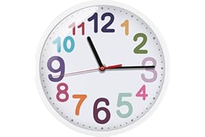 CARELAND Wall Clock 9 Inch Silent Non Ticking Battery Operated Time Teaching Quartz Home Colorful Read Learn Time Perfect for Teacher's Classrooms and Kid's Bedrooms